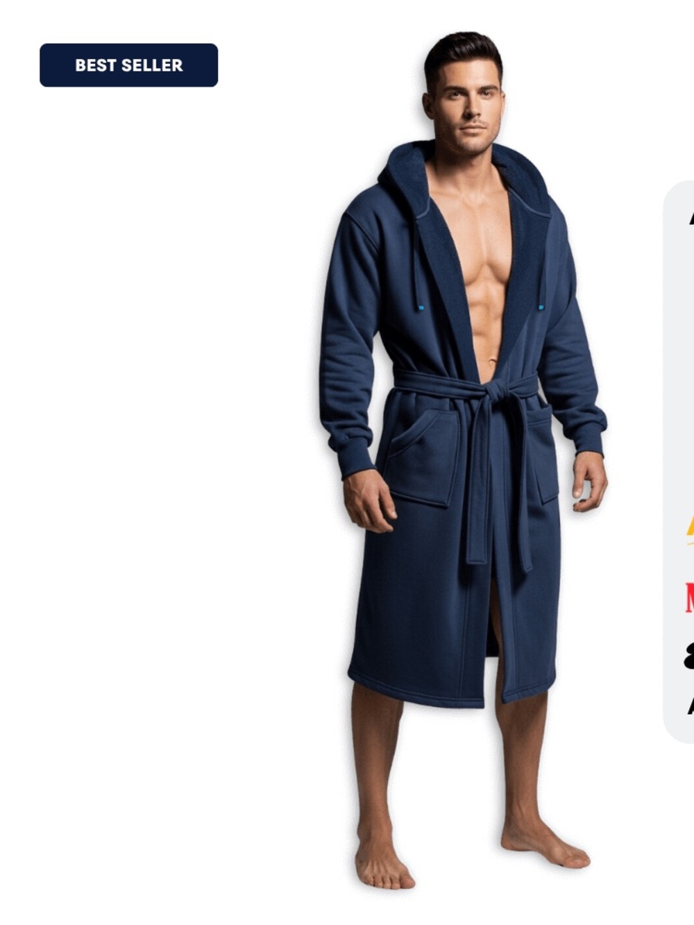 NWT DudeRobe WeekendBlend Hooded Bathrobe Navy L/XL Luxury Robe Hidden Pocket